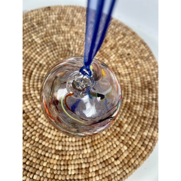 Glass Hand Blown Decorative Art Glass Ornament Multi-Color Swirls 3.5" - Picture 7 of 16